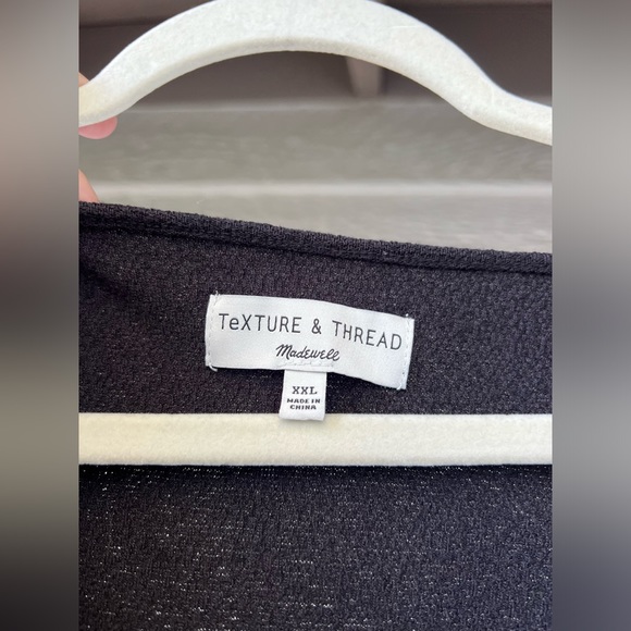 Madewell Texture & Thread Black V Neck Short Sleeve Top size XXL - Picture 4 of 9